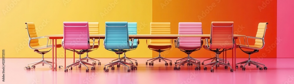 Obraz premium exchange strategy flat design front view negotiation table animation colored pastel