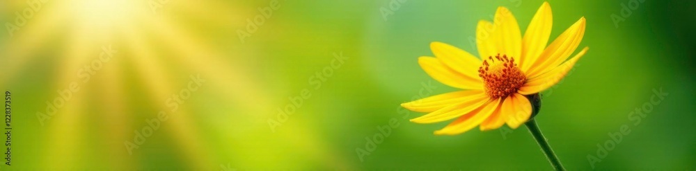 Solo sunshine flower stem bright yellow isolated, stem, greenery Solo sunshine flower stem bright yellow isolated, stem, greenery