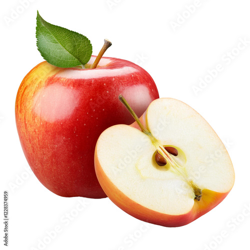 red apple with slice