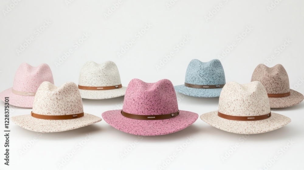 Discover stylish sustainable hats Eco-friendly wide-brimmed hats made with organic cotton and recycled materials Earthy tones meet natural textures, creating a modern and chic look Soft shadows from