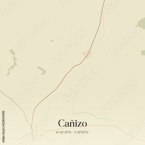 Retro Spanish map of Ca�izo, Castilla y Le�n. Vintage street map.