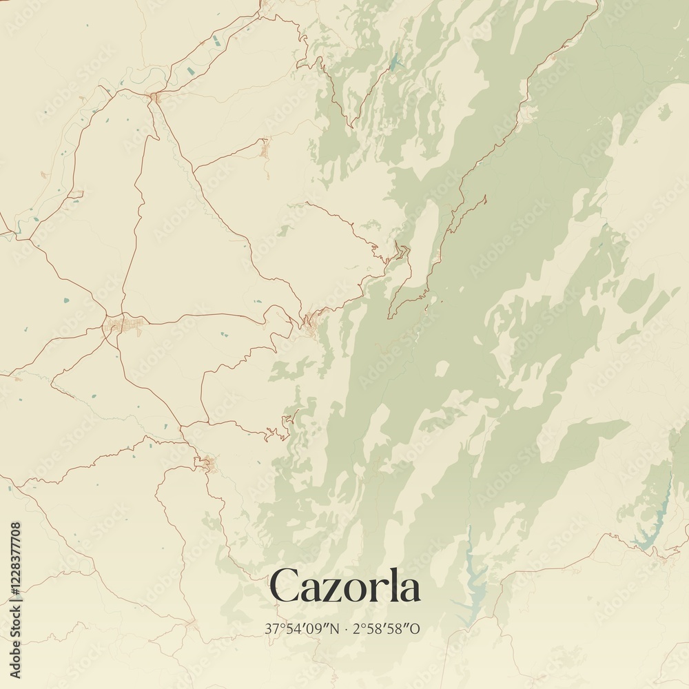 Obraz premium Retro Spanish map of Cazorla, Andaluc�a. Vintage street map.