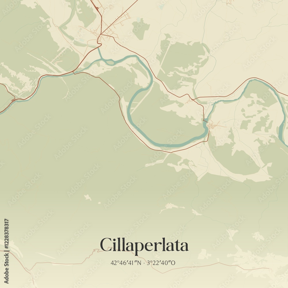 Obraz premium Retro Spanish map of Cillaperlata, Castilla y Le�n. Vintage street map.