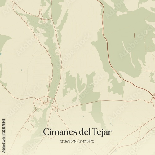 Retro Spanish map of Cimanes del Tejar, Castilla y Le�n. Vintage street map. photo