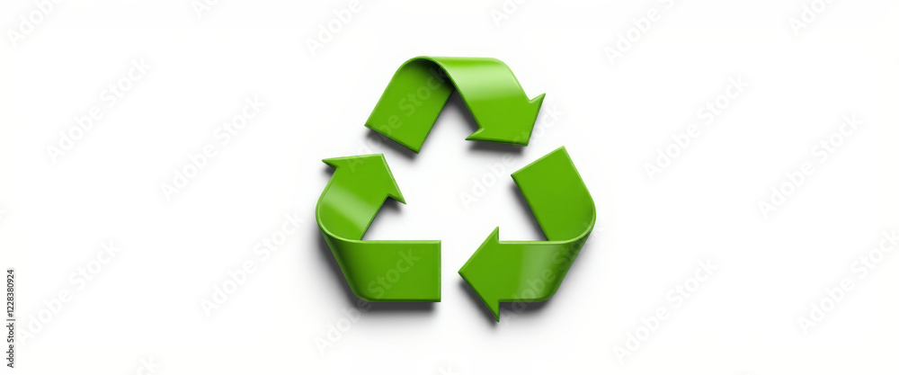 Recycling symbol with a fresh perspective representing sustainability against a clean background Recycling symbol with a fresh perspective representing sustainability against a clean background