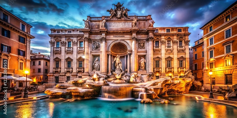 Fototapeta premium Urban Exploration: Trevi Fountain, Rome, Italy - Night Photography