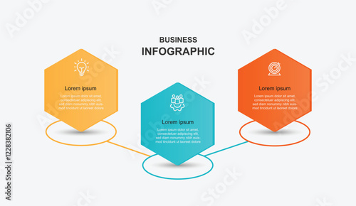 3 step process infographic template with line direction and icons can be used for workflow layout, business presentation and web graphic design 