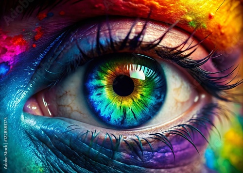 Vibrant Colorful Eye Iris Macro Photography, Urban Exploration Art