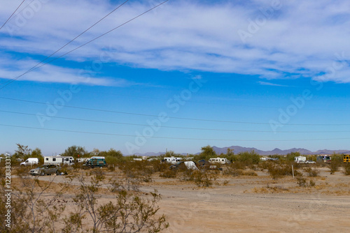 Community of Campers Camping in the Desert