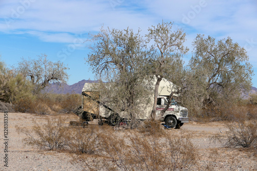 Stealth Camper Camping in the Desert Brush