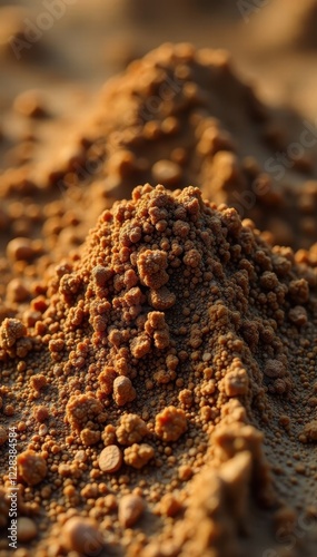 Dark brown organic matter atop pale brown mineral soil, ecology, humus photo