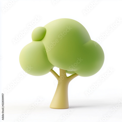3d isometric cute tree, cartoony illustration isolated