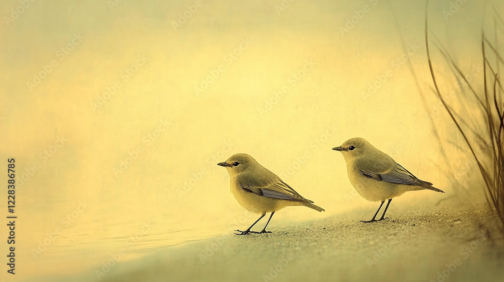 Serene Dawn Illuminates Beach As Birds Take Flight Serene Dawn Illuminates Beach As Birds Take Flight