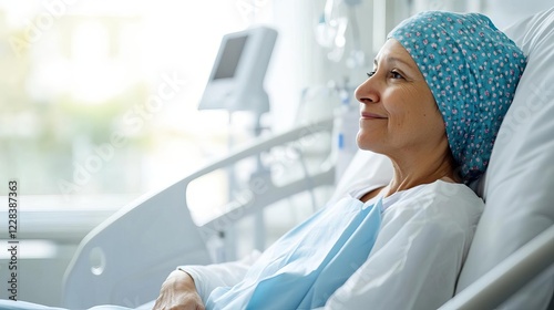 Patient receiving chemotherapy in a bright, comfortable oncology center