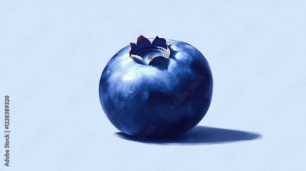 Fresh Blueberry on Soft Blue Background, Healthy Snack Concept Fresh Blueberry on Soft Blue Background, Healthy Snack Concept