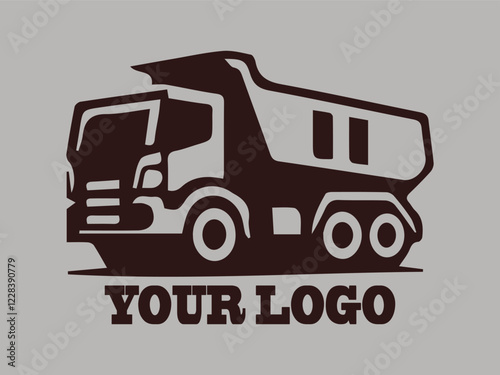 Dark brown dump truck drawing suitable for construction illustrations.  Recycling fleet of waste collection trucks. Industrial and tough dump truck, this lustration is perfect for use as a logo