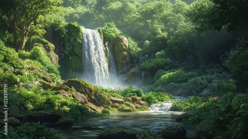 Lush Waterfall in Jungle Paradise (1)