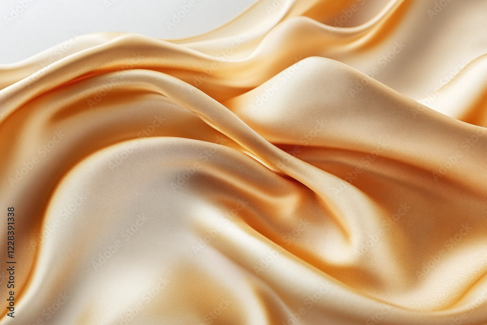 Obraz premium Elegant Golden Silk with Flowing Fabric Folds, Warm Beige Tones, and Luxurious Satin Texture for Premium Backdrops and Graceful Designs