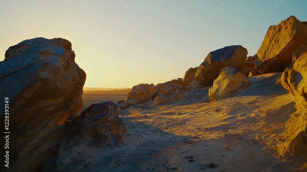 Golden Hour in the Desert: Sunset among majestic sandstone formations Golden Hour in the Desert: Sunset among majestic sandstone formations