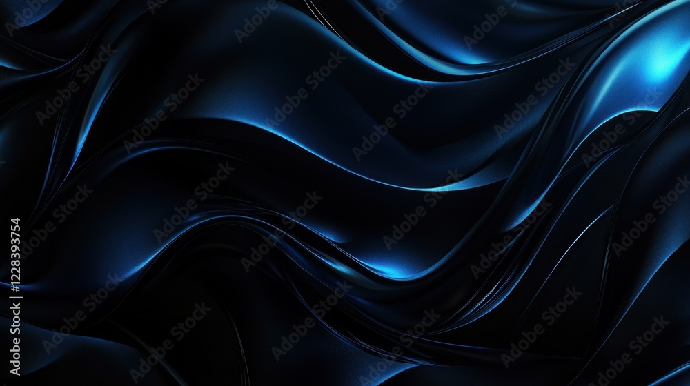 Fototapeta premium Abstract Blue Waves on Black Background