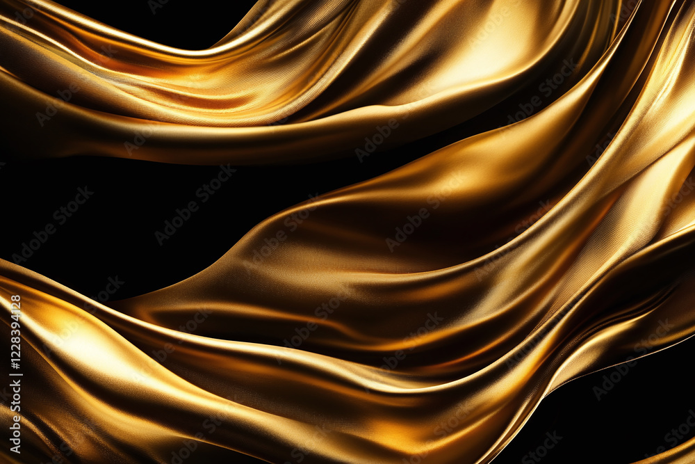 Elegant Flowing Golden Waves with Glowing Particles on a Dark Background, Abstract Futuristic Texture and Luxury Artistic Design Elegant Flowing Golden Waves with Glowing Particles on a Dark Background, Abstract Futuristic Texture and Luxury Artistic Design