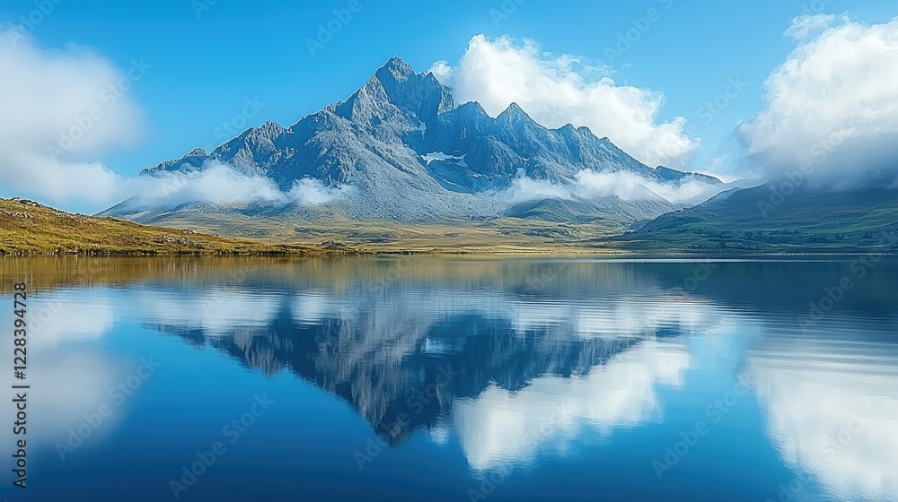 Majestic Mountain Reflection In Calm Lake Water Majestic Mountain Reflection In Calm Lake Water