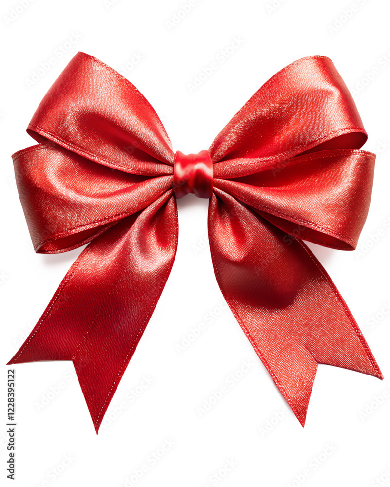 Fototapeta premium red satin bow, isolated soft focus on the transparent background