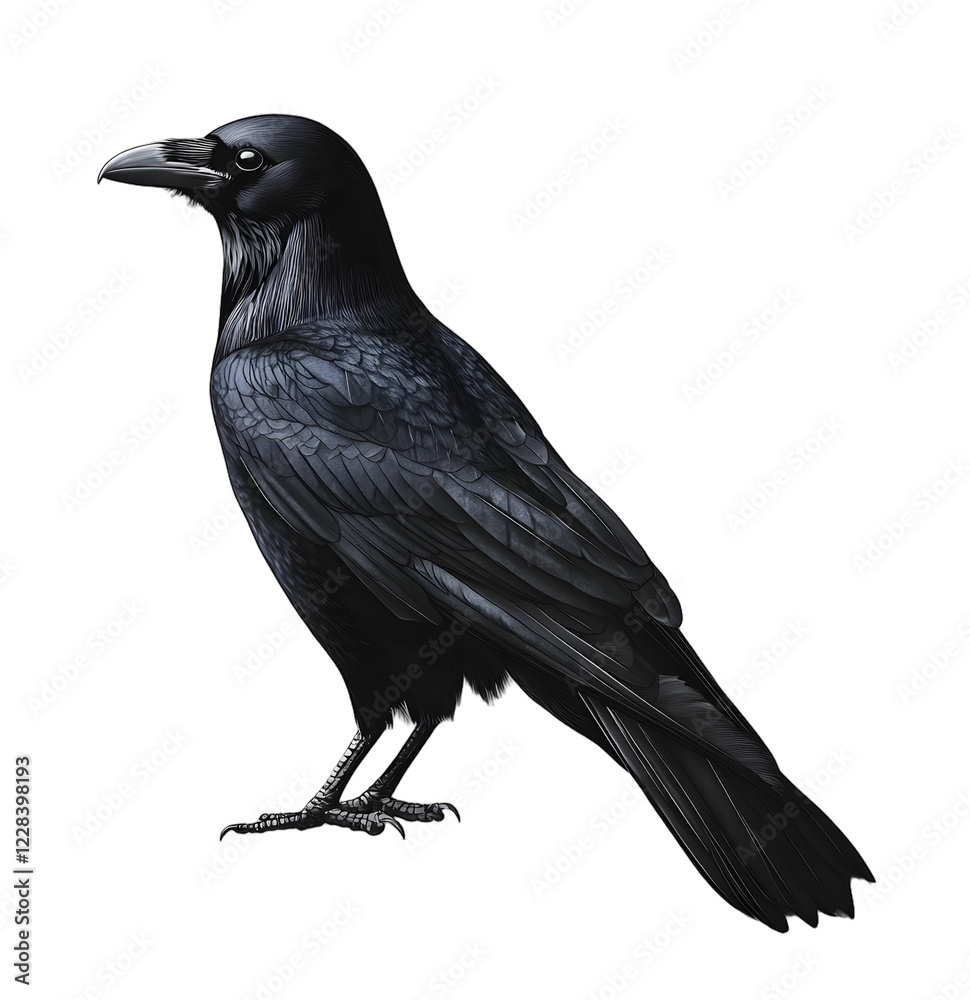 Fototapeta premium Black Crow or Raven Isolated on Transparent Background