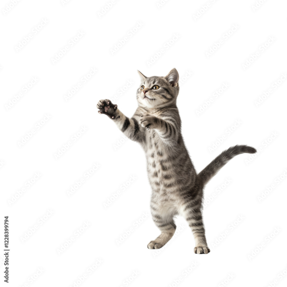 Fototapeta premium 4k backgroundless cutout of an adorable and cuddly kitten playing in front of the camera
