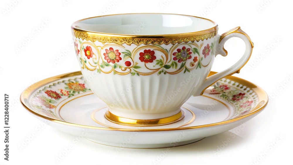 Elegant White Teacup and Saucer - High-Resolution Still Life Elegant White Teacup and Saucer - High-Resolution Still Life