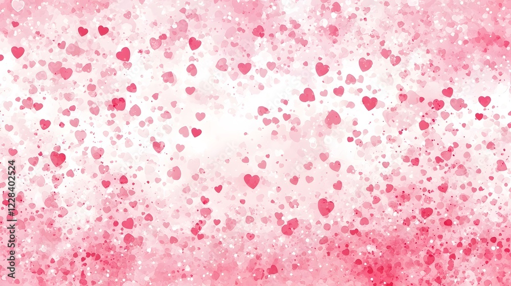 Obraz premium Gentle pink banner with a soft gradient and scattered hearts creates a modern romantic aesthetic perfect for Valentine s Day anniversaries proposals or other love themed designs and