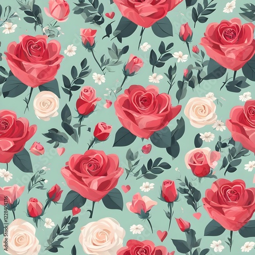 Wallpaper Mural valentine background, heartwarming, rose, love, floral Torontodigital.ca