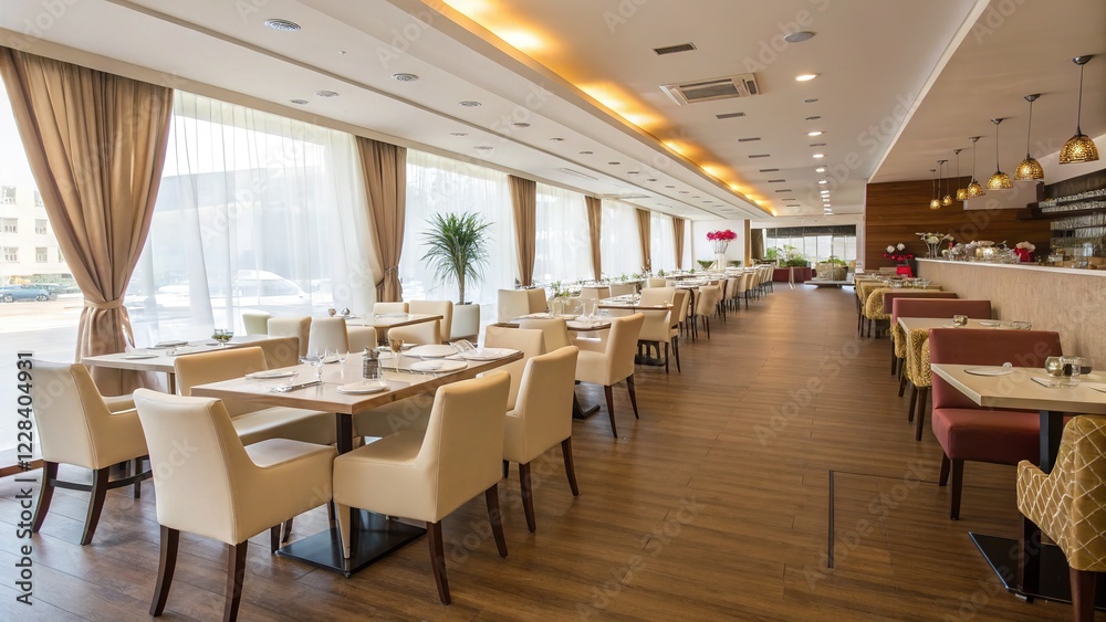 Modern cafe/event space, empty, tilt-shift. Modern cafe/event space, empty, tilt-shift.