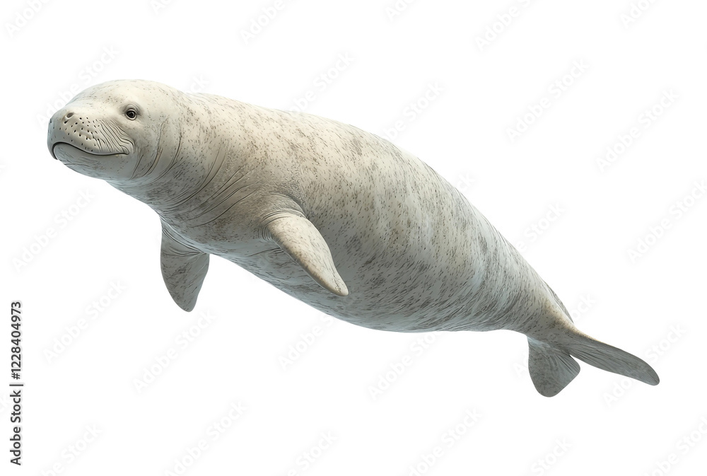 Fototapeta premium Manatee in Dynamic Pose on Transparent Background