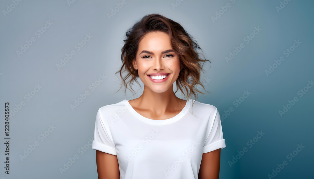 Obraz premium 白いTシャツの女性