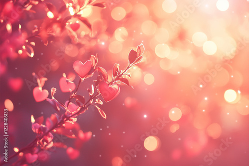 Valentine’s Day heart-shaped light bokeh background