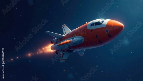 Wallpaper Mural Spacecraft with orange fuselage and white accents against starry night sky, night, space Torontodigital.ca