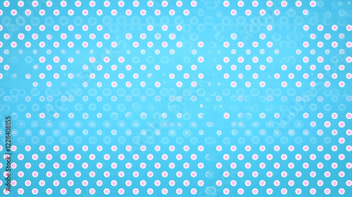 Light Blue Background with Pink and White Polka Dots and Soft Bokeh Effect Creates a Dreamy Atmosphere.