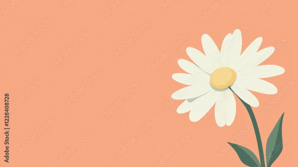 Naklejka premium Simple Flower Illustration on Soft Peach Background for Decor
