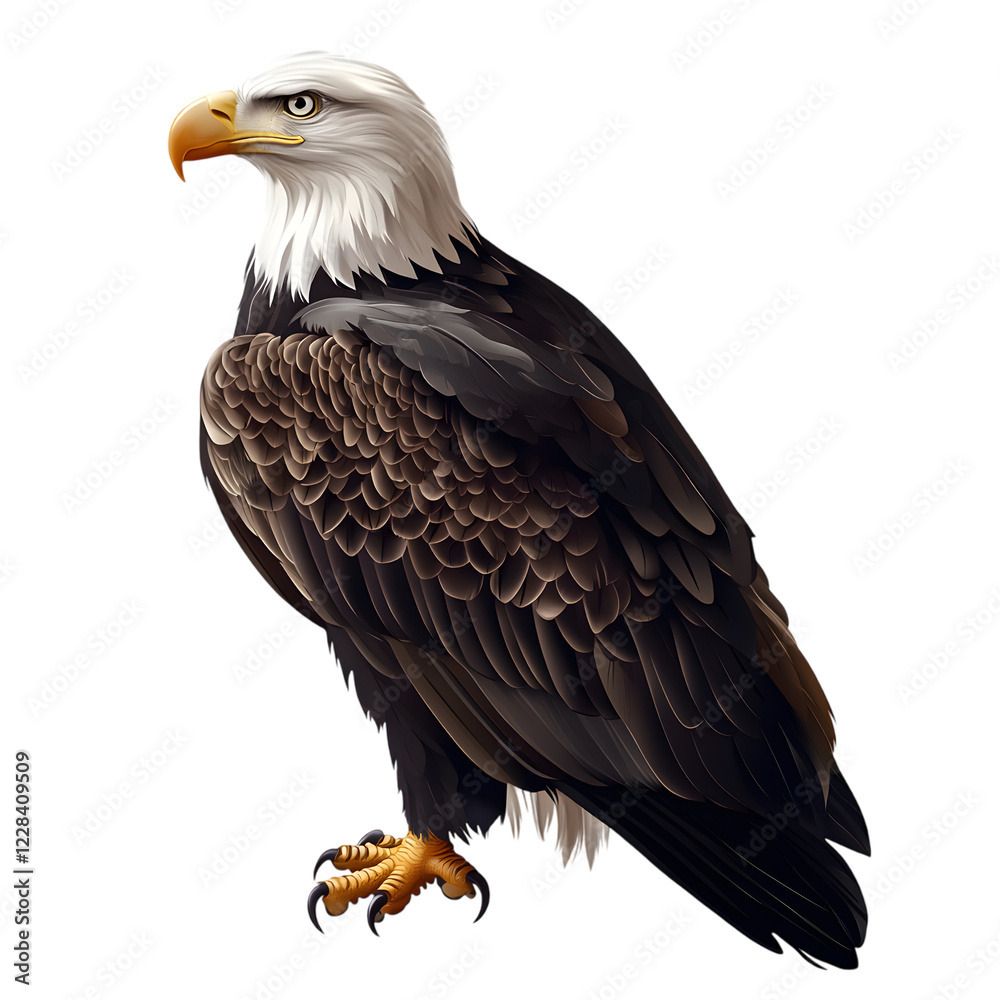Obraz premium Close-Up of a Bald Eagle in Stunning Detail, Fierce Predator and National Symbol, Isolated on Transparent Background