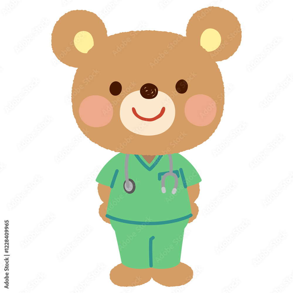 スクラブを着たクマのお医者さん