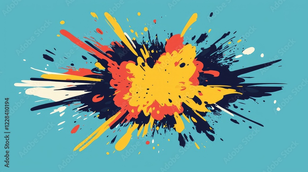 Vibrant Abstract Paint Splash on Turquoise Background for Creativity Vibrant Abstract Paint Splash on Turquoise Background for Creativity