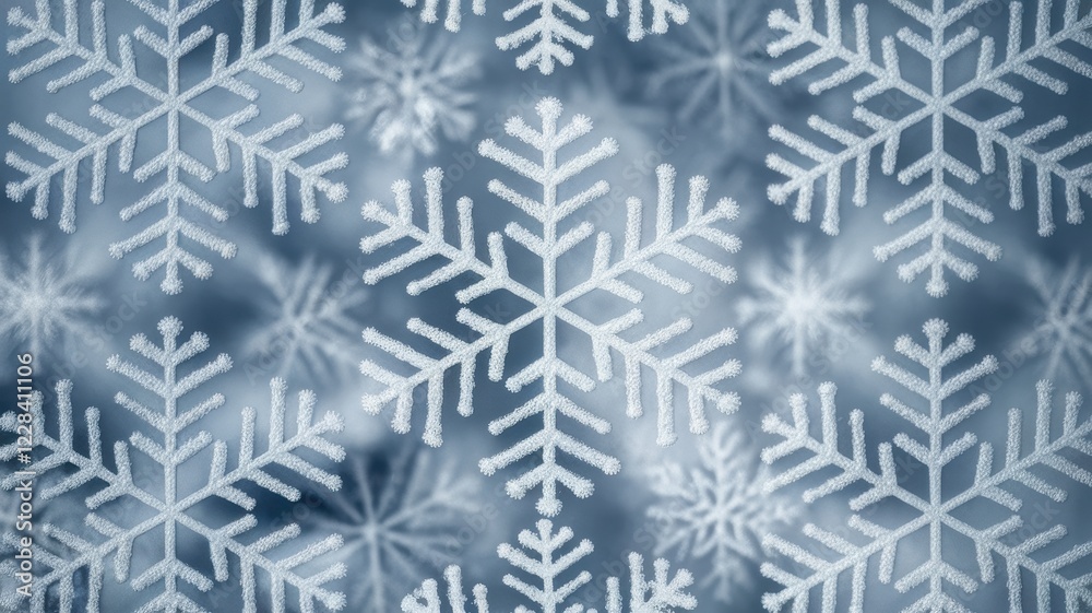 A mesmerizing pattern of delicate snowflakes against a soft blue background, evoking a serene winter atmosphere. A mesmerizing pattern of delicate snowflakes against a soft blue background, evoking a serene winter atmosphere.
