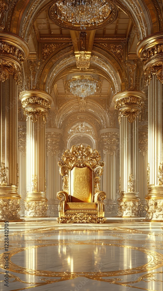 Obraz premium Luxurious Golden Throne in Elegant Baroque Style Interior Design
