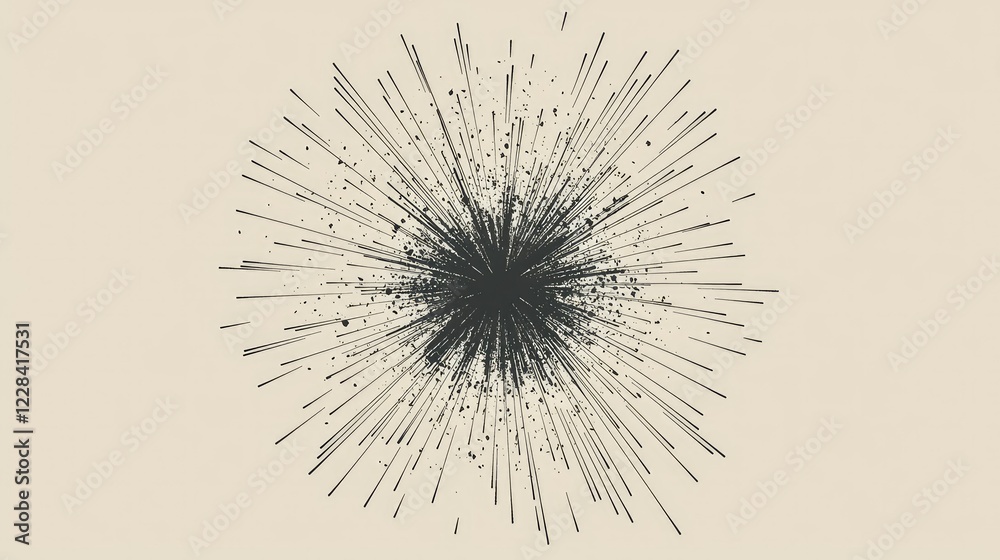 Naklejka premium Abstract Explosion Background with Radiating Lines and Particles