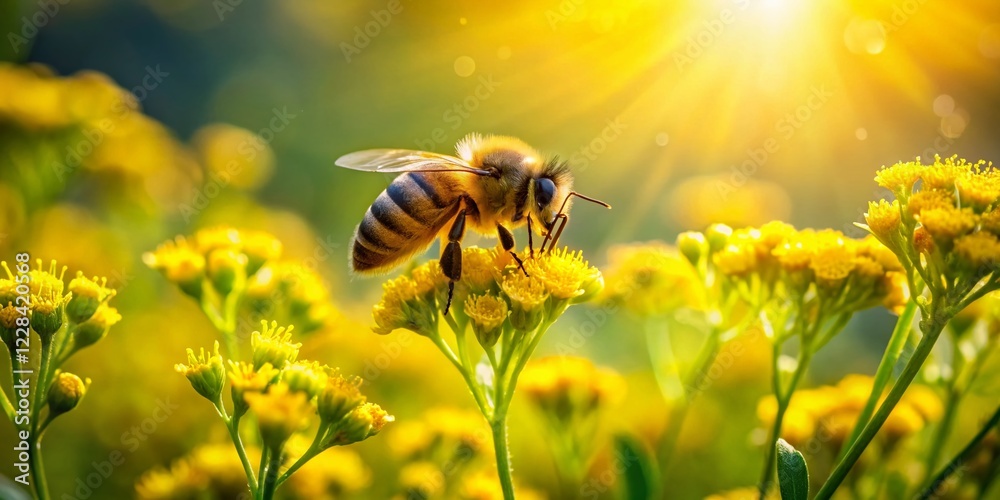 Yellow Wildflowers Meadow Bee Closeup - Tiny Blossoms Summer Nature Photography Yellow Wildflowers Meadow Bee Closeup - Tiny Blossoms Summer Nature Photography