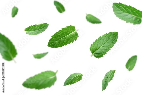 Photorealistic Floating Fresh Mint Leaves – Clean and Natural Design