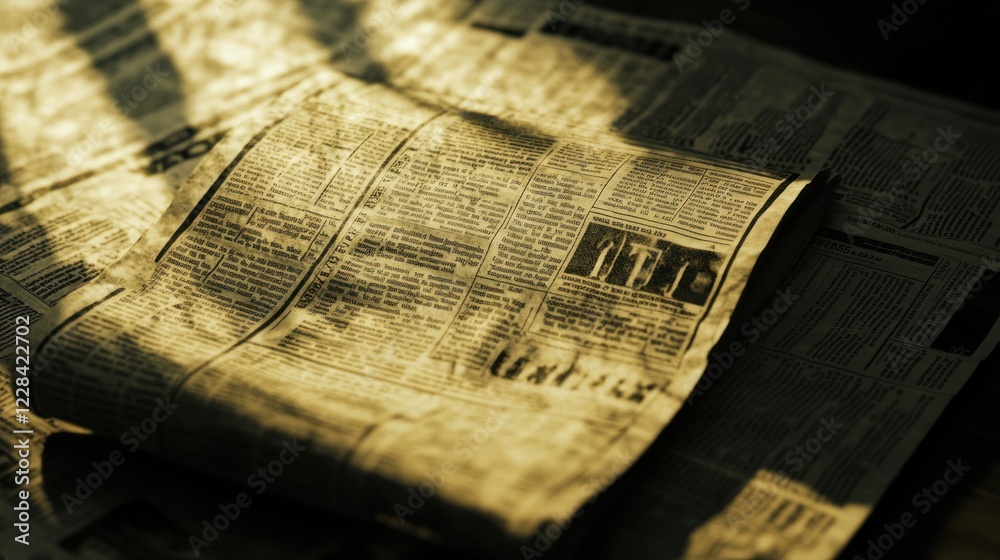Naklejka premium Newspaper Shadows: A Glimpse into News and Information