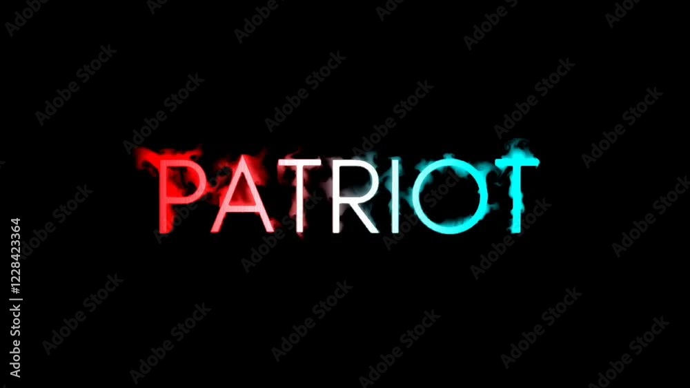 PATRIOT, red white and blue animated text with colorful plasma waves PATRIOT, red white and blue animated text with colorful plasma waves