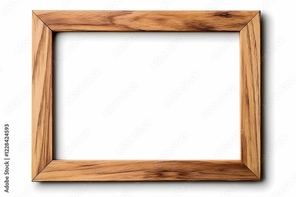 Empty Wooden Picture Frame with White Background Isolated Clearly Displays the Wood Grain Empty Wooden Picture Frame with White Background Isolated Clearly Displays the Wood Grain